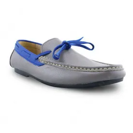 Bicolor Leather Lace Loafer Stone Grey and Indigo Blue