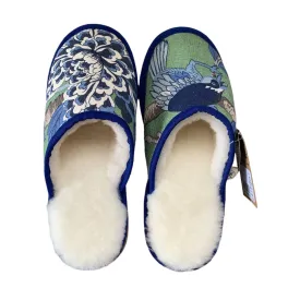 Blue Hydrangea XL White Slippers