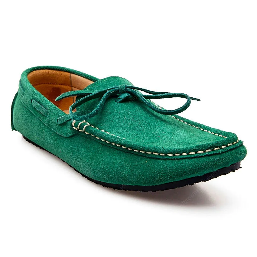 Casualist Lace Leather Loafer Suede Duck Head Green