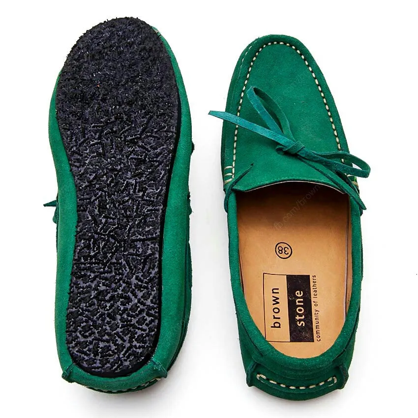 Casualist Lace Leather Loafer Suede Duck Head Green