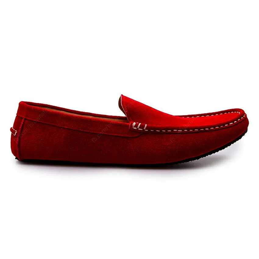 Casualist Leather Loafer Suede Ruby Red