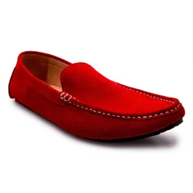 Casualist Leather Loafer Suede Ruby Red