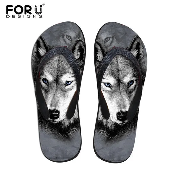 FORUDESIGNS 2017 Fashion Summer Beach Flip Flops Women Slippers Cute 3D Pet Cat Dog Terrier Printed Sandals Lady Flats Shoes