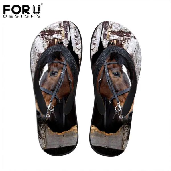 FORUDESIGNS 2017 Fashion Summer Beach Flip Flops Women Slippers Cute 3D Pet Cat Dog Terrier Printed Sandals Lady Flats Shoes