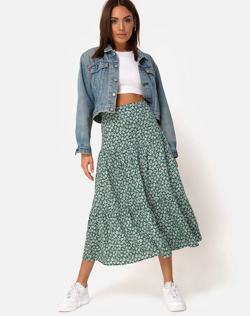 Gleas Skirt in Floral Bloom Green