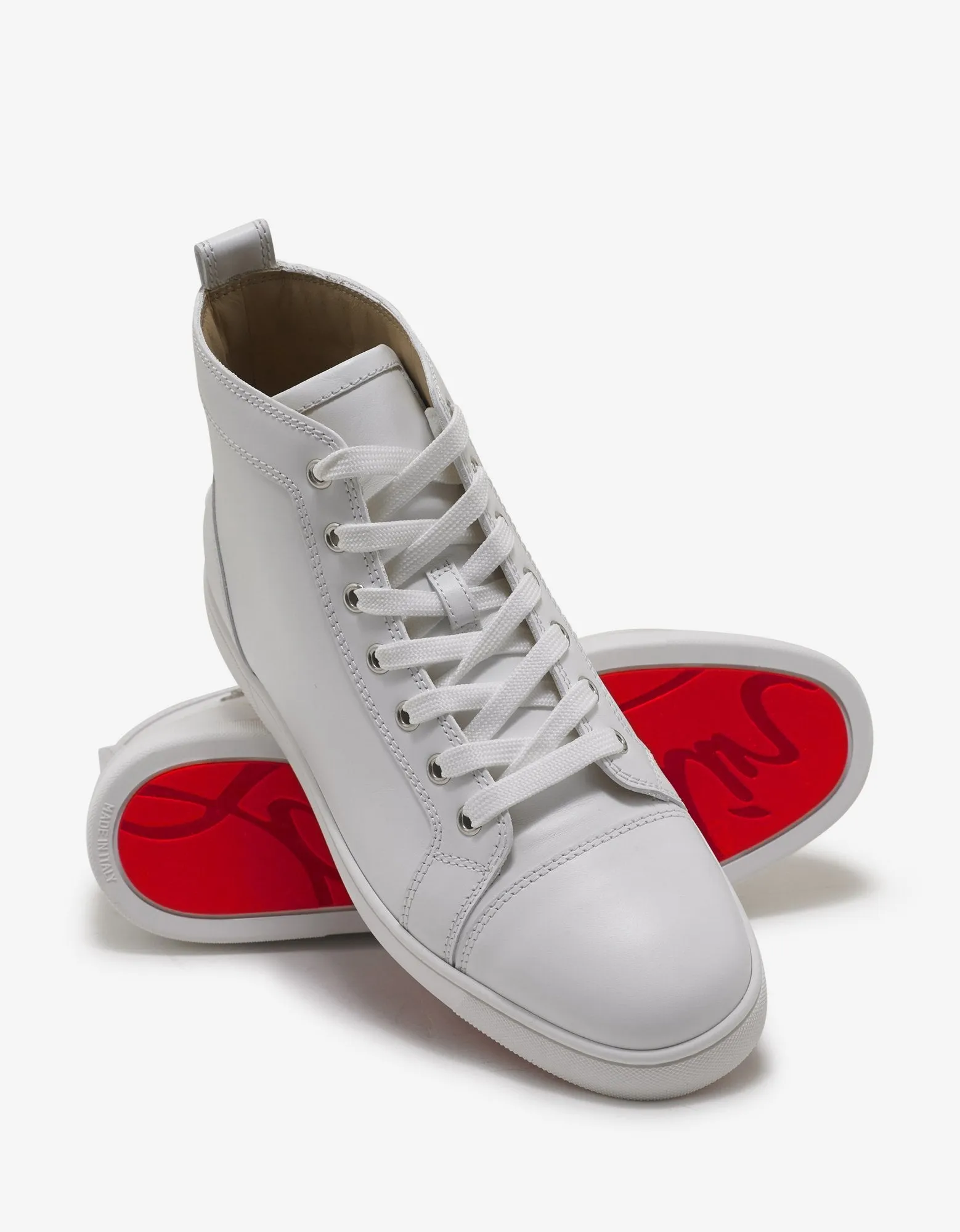 Louis Flat White Leather High Top Trainers -