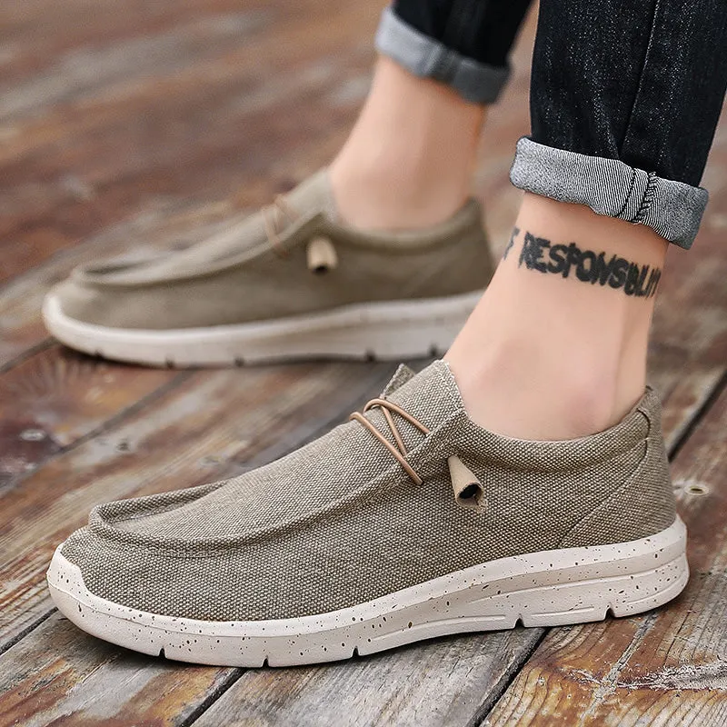 Men Loafer Slip On Sneakers Casual Comfort Lightweight Travel Stretch Canvas Shoes