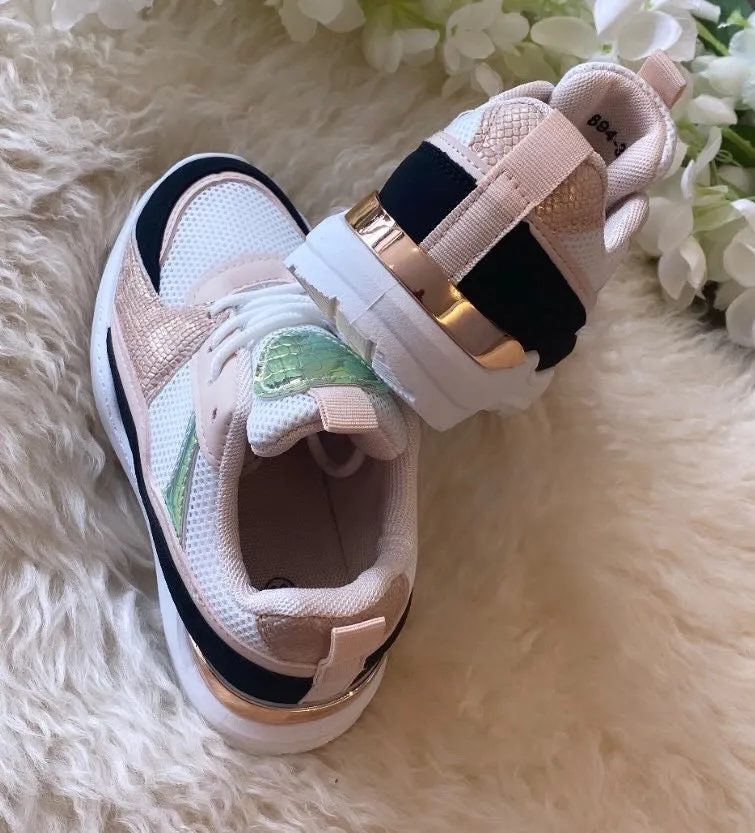 Pastel snake skin junior trainers