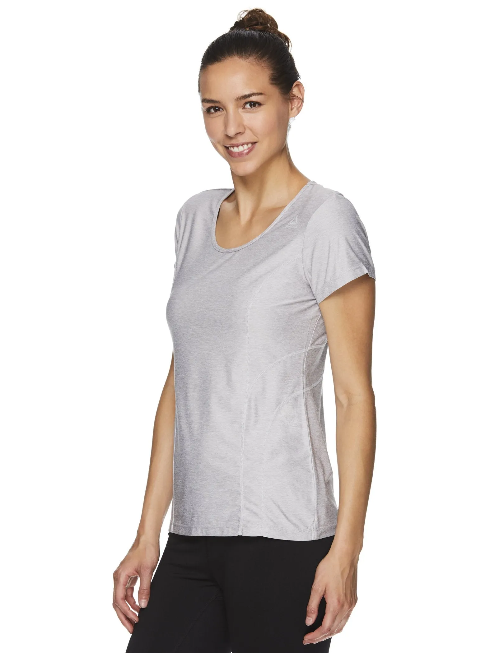 Reebok Women's Fitted Performance Light Weight Reversed Marled Jersey T-Shirt