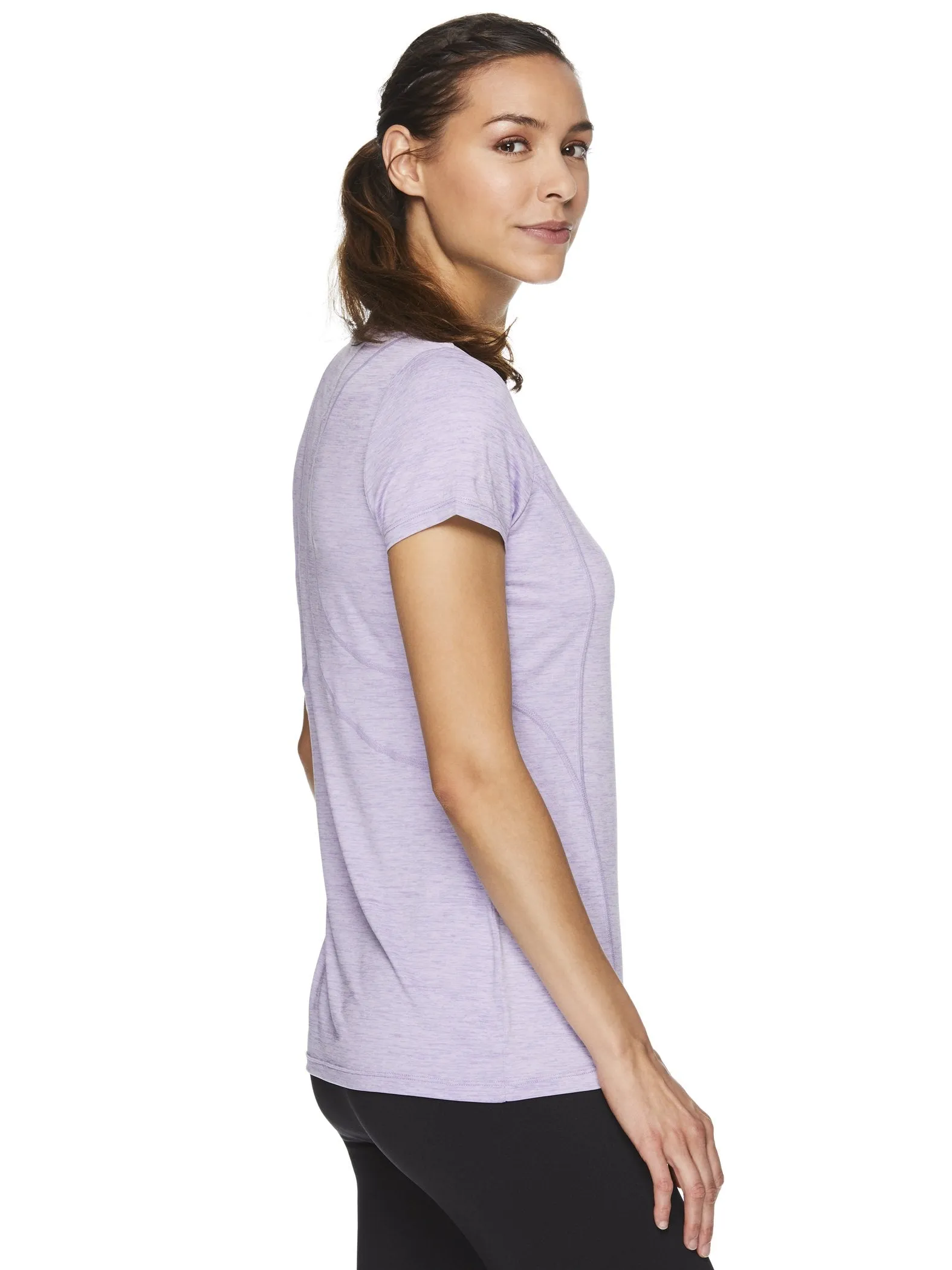 Reebok Women's Fitted Performance Linear Marled Jersey T-Shirt