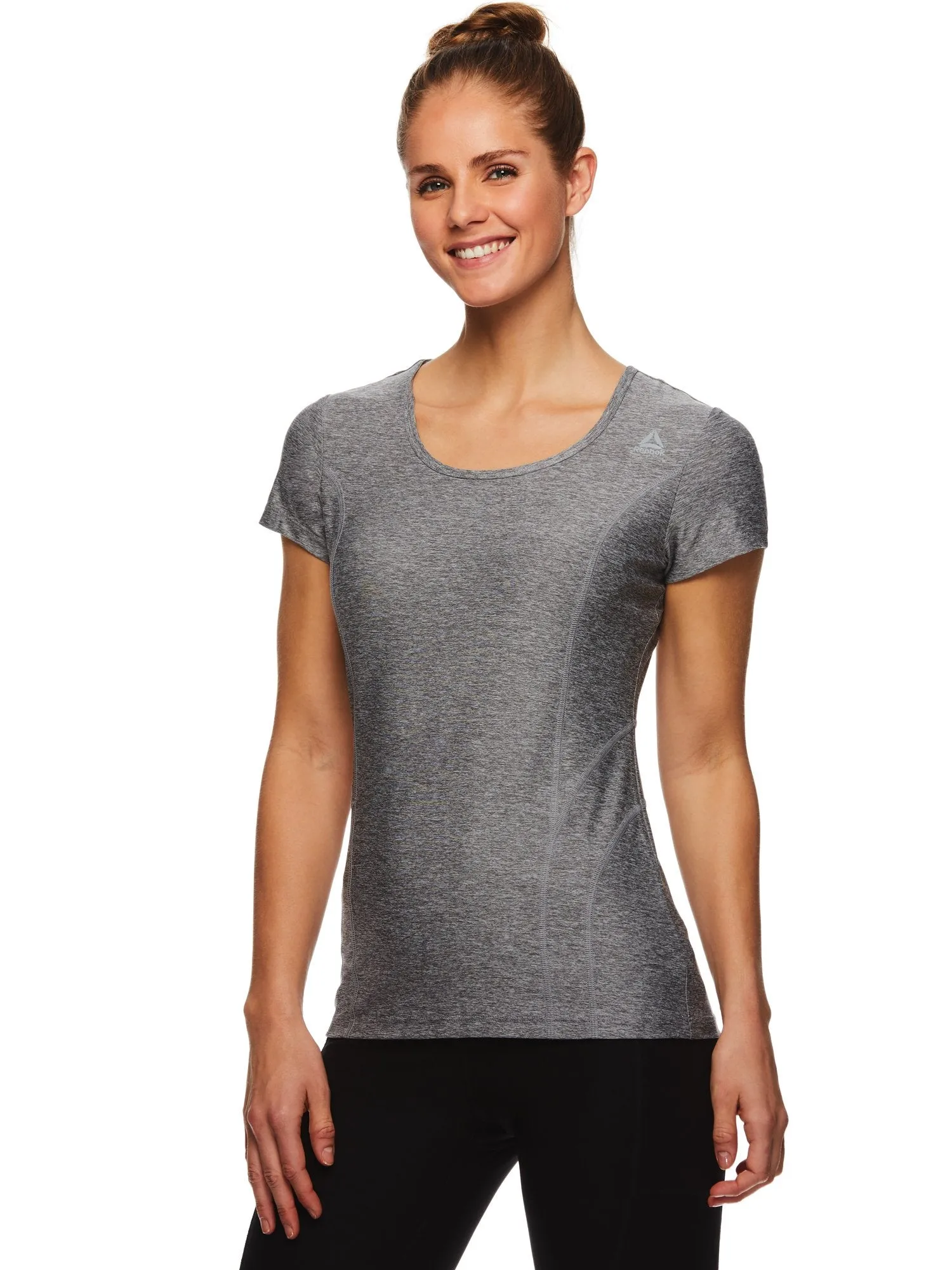 Reebok Women's Fitted Performance Reverse Marled Jersey T-Shirt