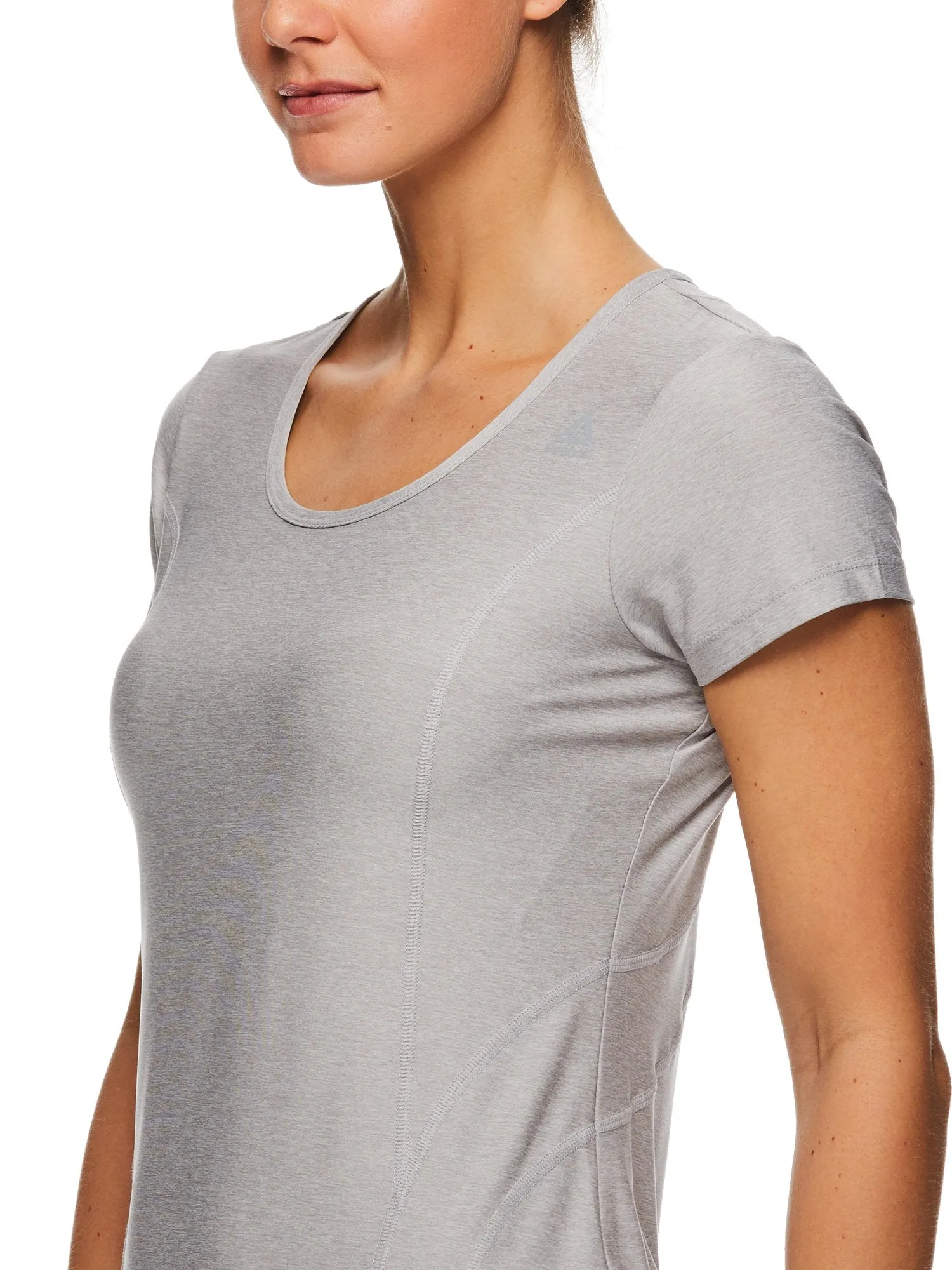 Reebok Women's Fitted Performance Reverse Marled Jersey T-Shirt