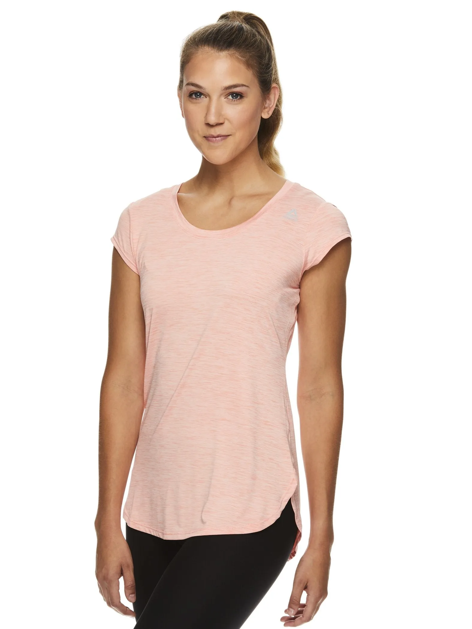 Reebok Women's Perfect Legend Performance Linear Marled Jersey T-Shirt