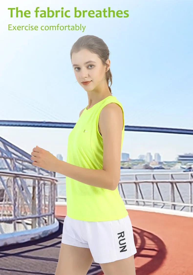 Unisex Crewneck Fluorescent Green Running Sports Vest