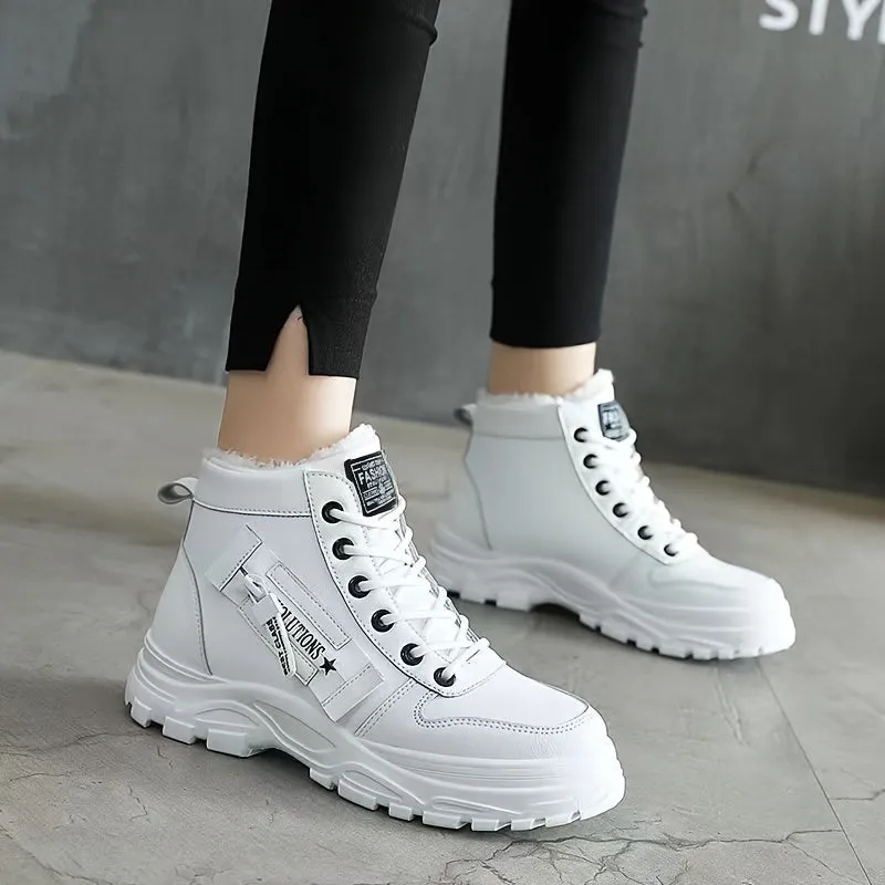 Warm PlushLined High Tops Casual Sports Shoes for Women