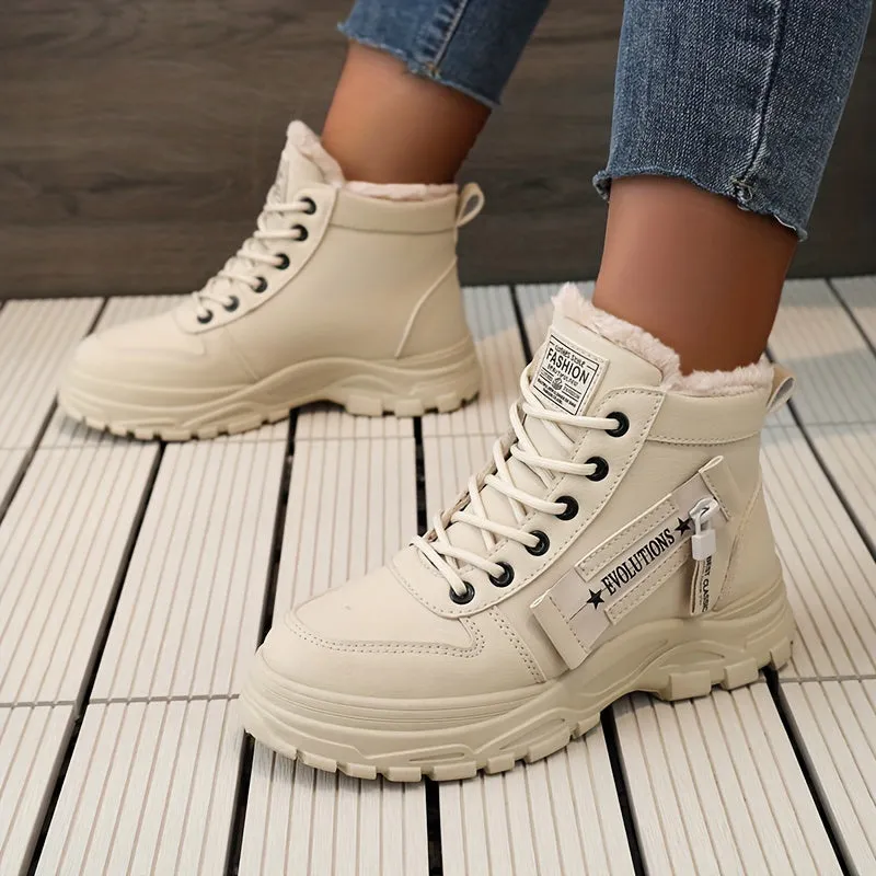 Warm PlushLined High Tops Casual Sports Shoes for Women